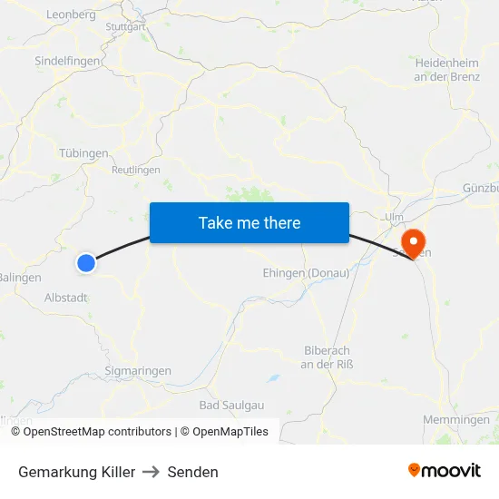 Gemarkung Killer to Senden map