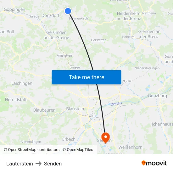 Lauterstein to Senden map