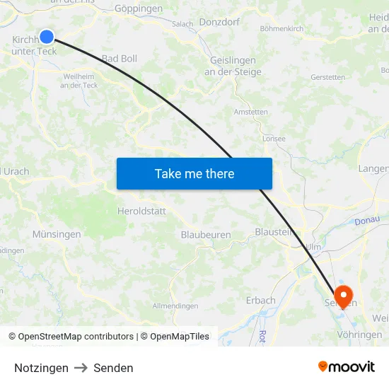 Notzingen to Senden map