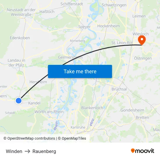 Winden to Rauenberg map