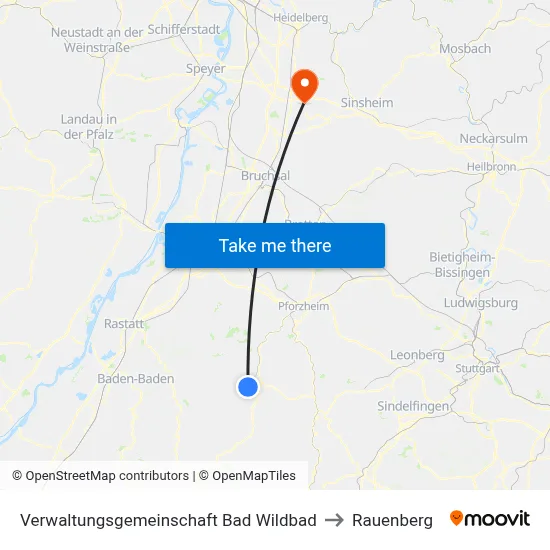 Verwaltungsgemeinschaft Bad Wildbad to Rauenberg map