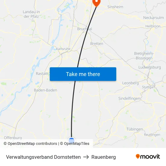 Verwaltungsverband Dornstetten to Rauenberg map