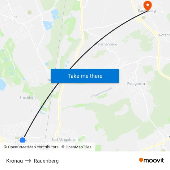 Kronau to Rauenberg map