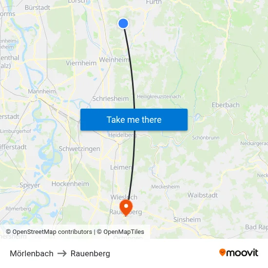 Mörlenbach to Rauenberg map