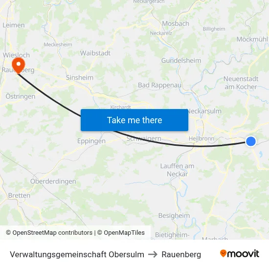 Verwaltungsgemeinschaft Obersulm to Rauenberg map