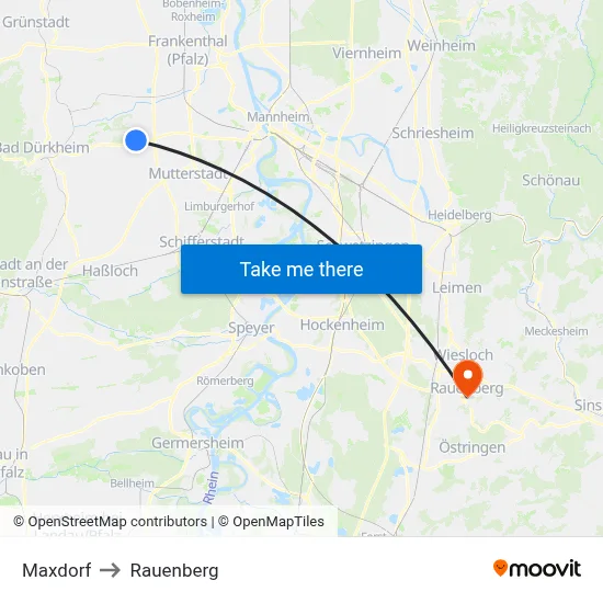 Maxdorf to Rauenberg map