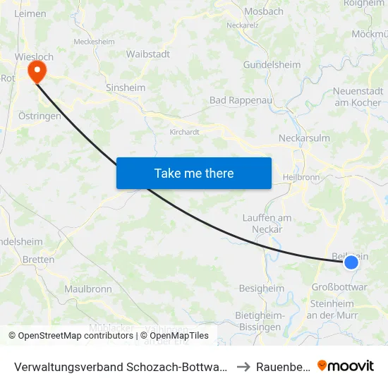 Verwaltungsverband Schozach-Bottwartal to Rauenberg map