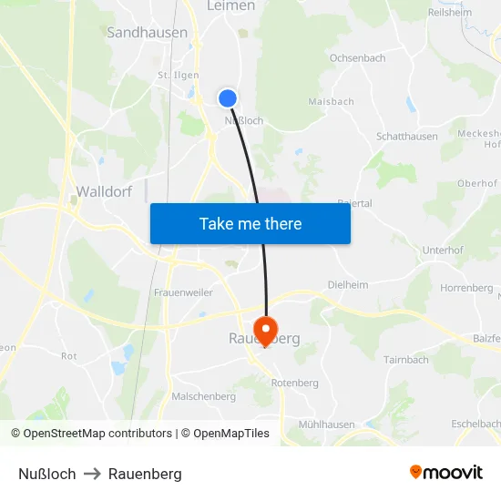 Nußloch to Rauenberg map