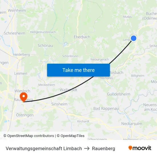 Verwaltungsgemeinschaft Limbach to Rauenberg map