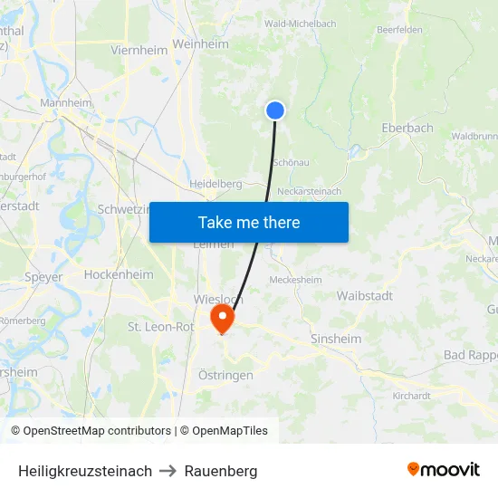 Heiligkreuzsteinach to Rauenberg map