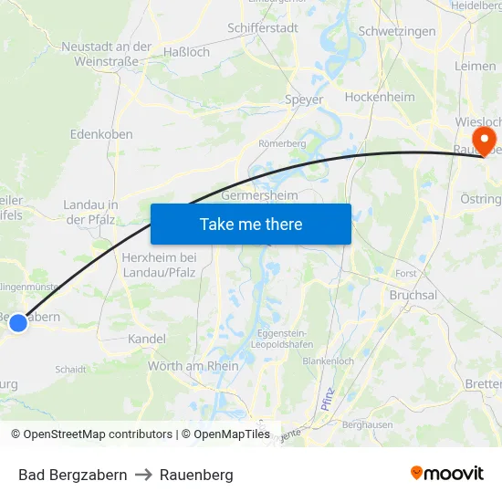 Bad Bergzabern to Rauenberg map