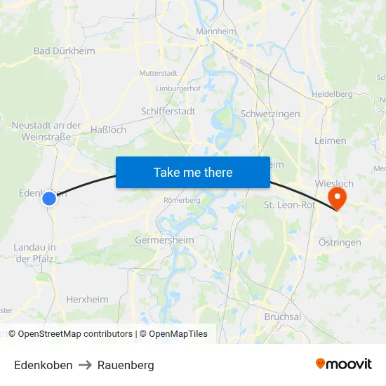 Edenkoben to Rauenberg map