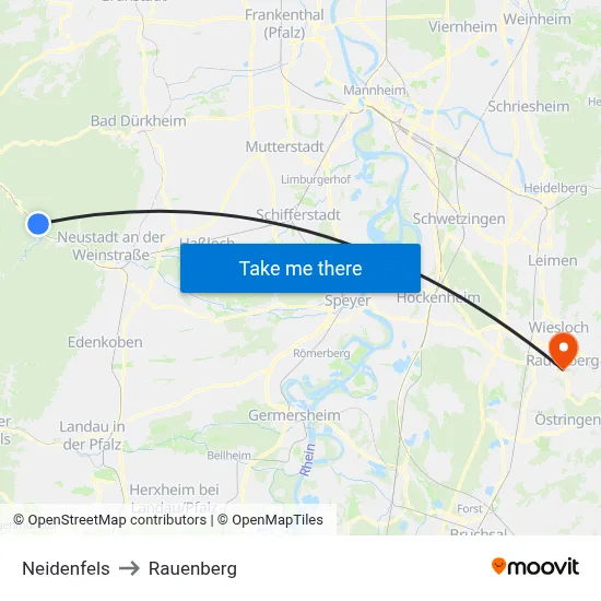 Neidenfels to Rauenberg map