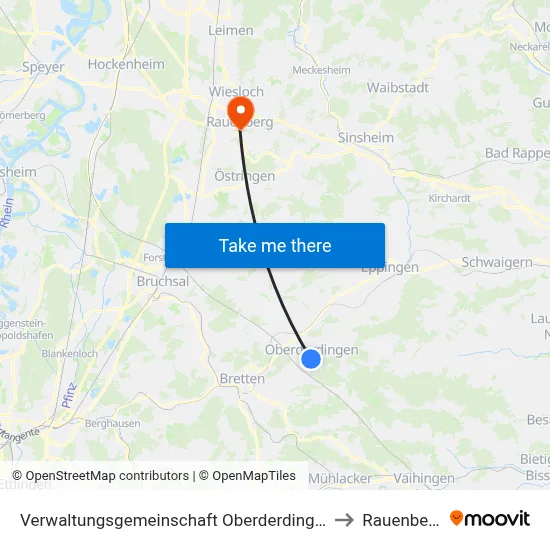 Verwaltungsgemeinschaft Oberderdingen to Rauenberg map