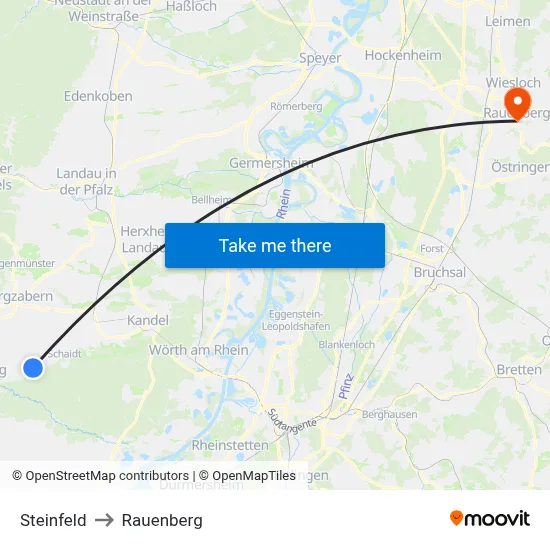 Steinfeld to Rauenberg map