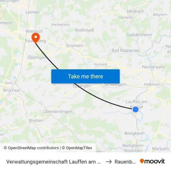 Verwaltungsgemeinschaft Lauffen am Neckar to Rauenberg map