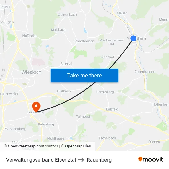 Verwaltungsverband Elsenztal to Rauenberg map