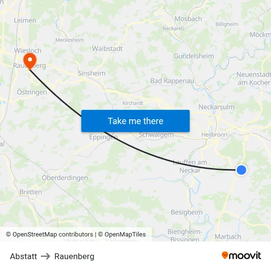 Abstatt to Rauenberg map