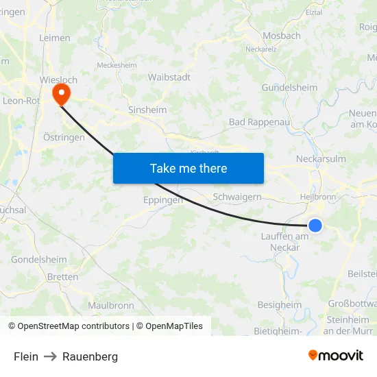 Flein to Rauenberg map
