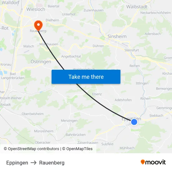 Eppingen to Rauenberg map