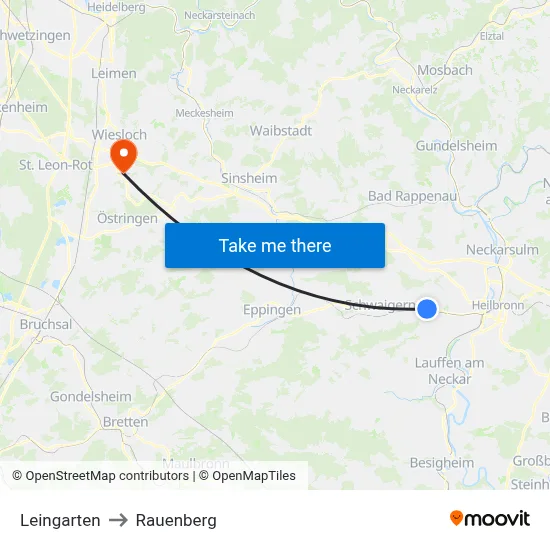 Leingarten to Rauenberg map