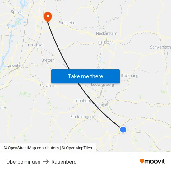 Oberboihingen to Rauenberg map
