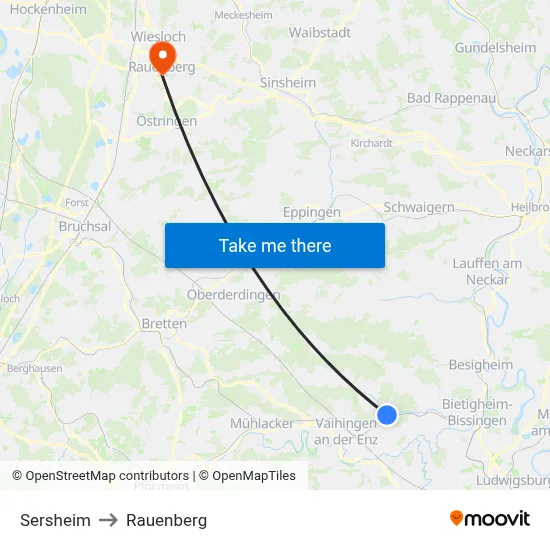 Sersheim to Rauenberg map