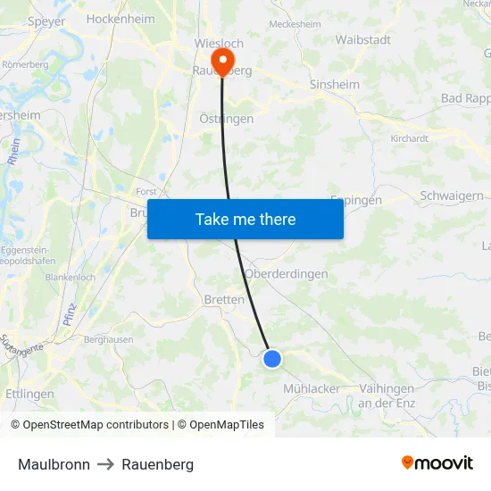Maulbronn to Rauenberg map