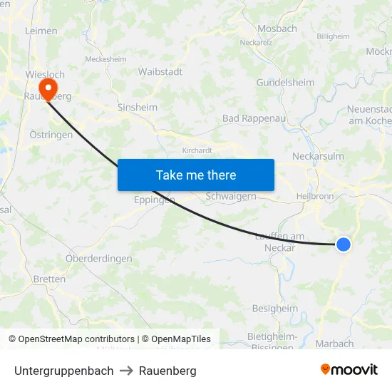 Untergruppenbach to Rauenberg map