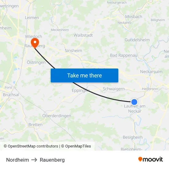 Nordheim to Rauenberg map