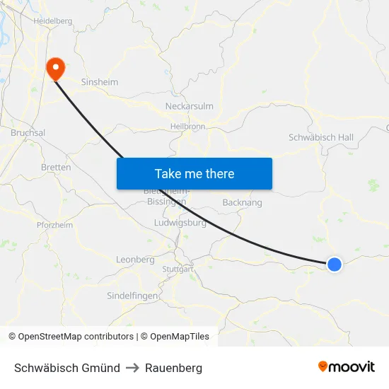 Schwäbisch Gmünd to Rauenberg map