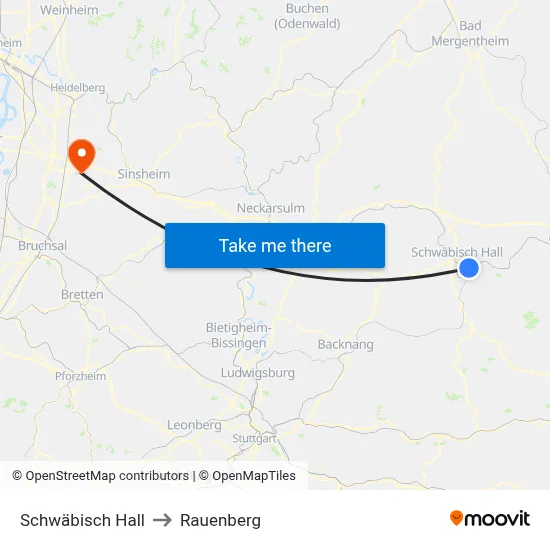 Schwäbisch Hall to Rauenberg map