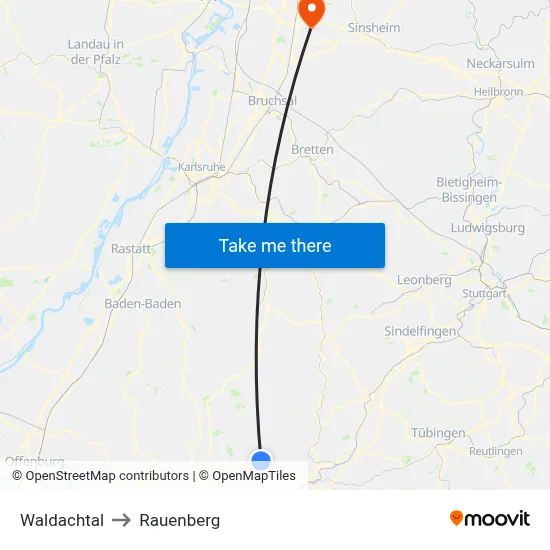Waldachtal to Rauenberg map