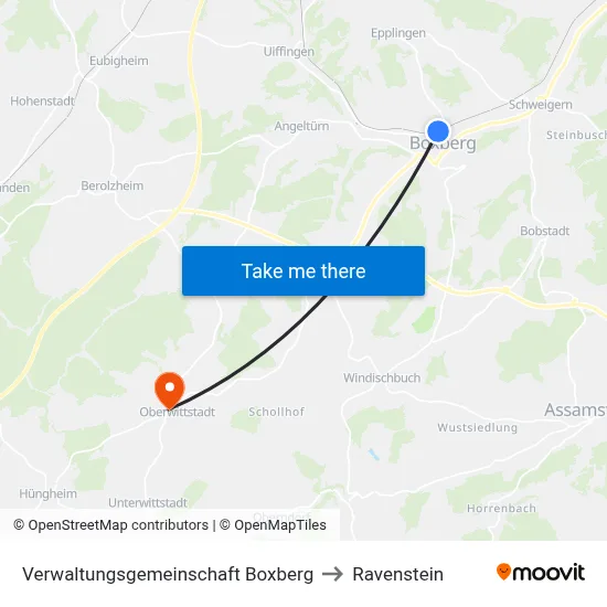 Verwaltungsgemeinschaft Boxberg to Ravenstein map