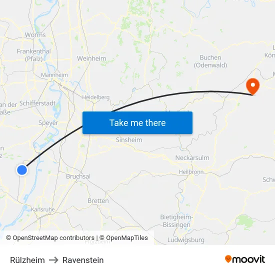 Rülzheim to Ravenstein map
