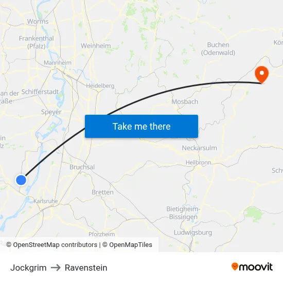 Jockgrim to Ravenstein map