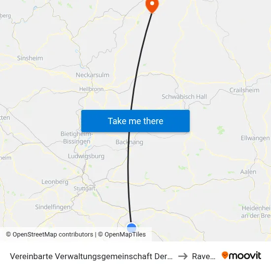Vereinbarte Verwaltungsgemeinschaft Der Stadt Kirchheim Unter Teck to Ravenstein map