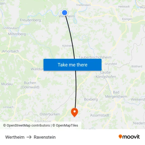 Wertheim to Ravenstein map