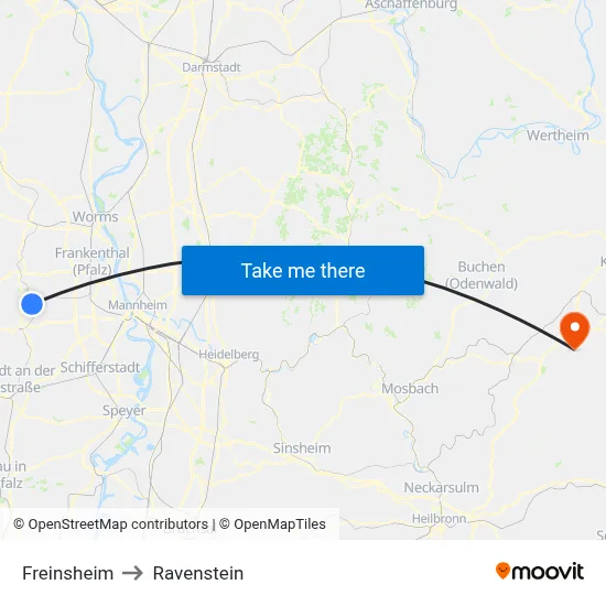 Freinsheim to Ravenstein map