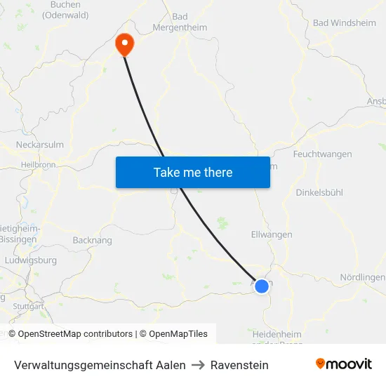 Verwaltungsgemeinschaft Aalen to Ravenstein map