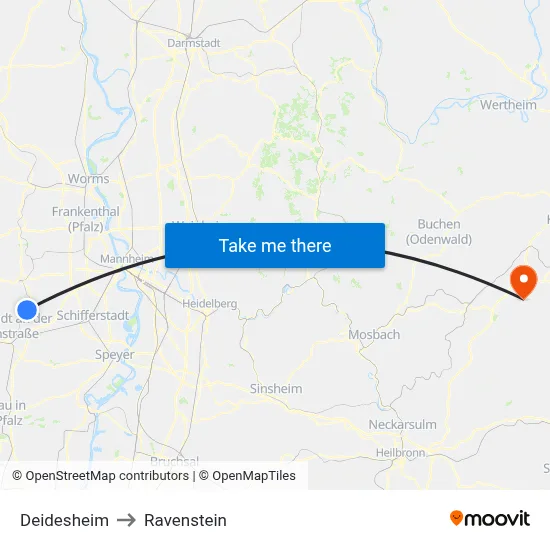 Deidesheim to Ravenstein map