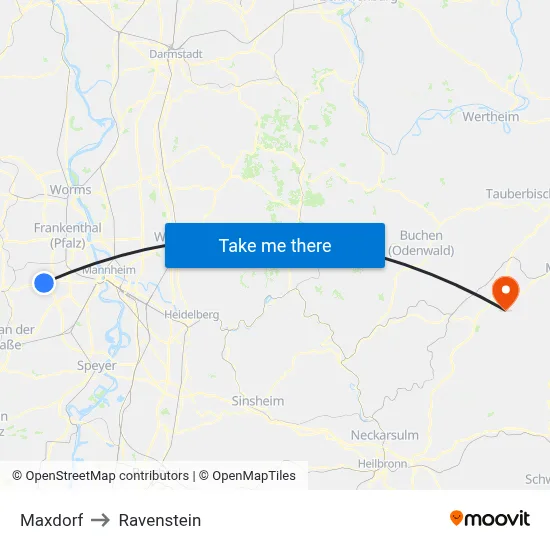 Maxdorf to Ravenstein map
