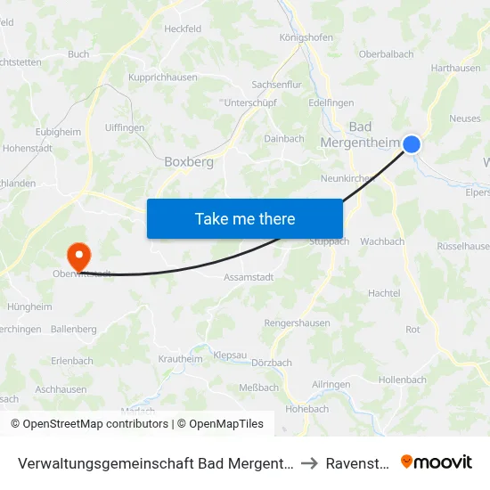Verwaltungsgemeinschaft Bad Mergentheim to Ravenstein map