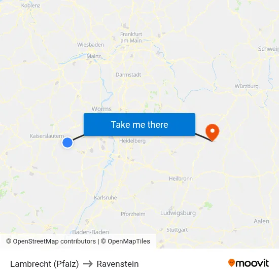 Lambrecht (Pfalz) to Ravenstein map
