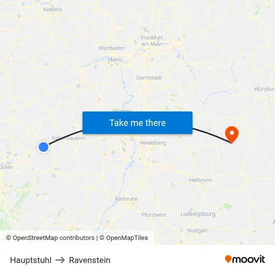 Hauptstuhl to Ravenstein map
