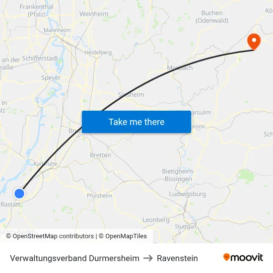 Verwaltungsverband Durmersheim to Ravenstein map
