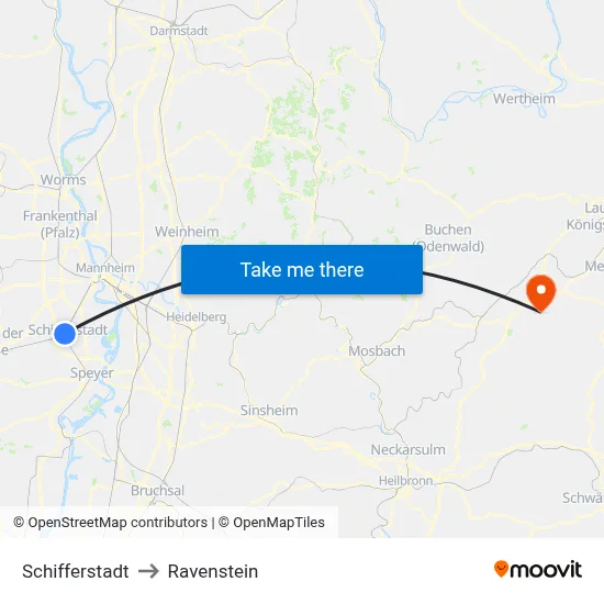 Schifferstadt to Ravenstein map
