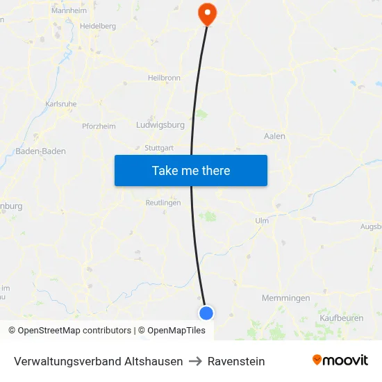 Verwaltungsverband Altshausen to Ravenstein map