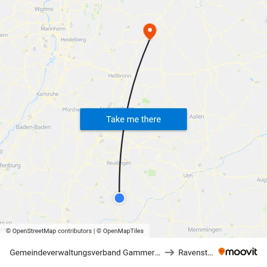 Gemeindeverwaltungsverband Gammertingen to Ravenstein map