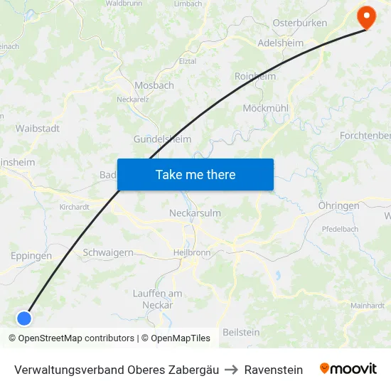Verwaltungsverband Oberes Zabergäu to Ravenstein map